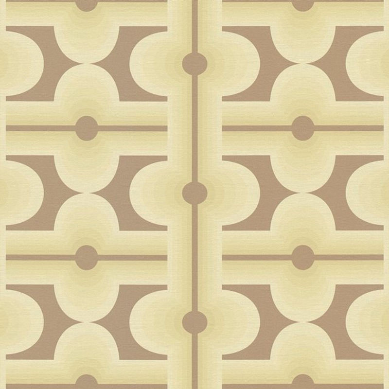 Profhome Retro Vliestapete 395333 mit geometrischen Formen in Oliv, Gelb, Grau und Blass-Grün, 4,5 m2 - Bild 1