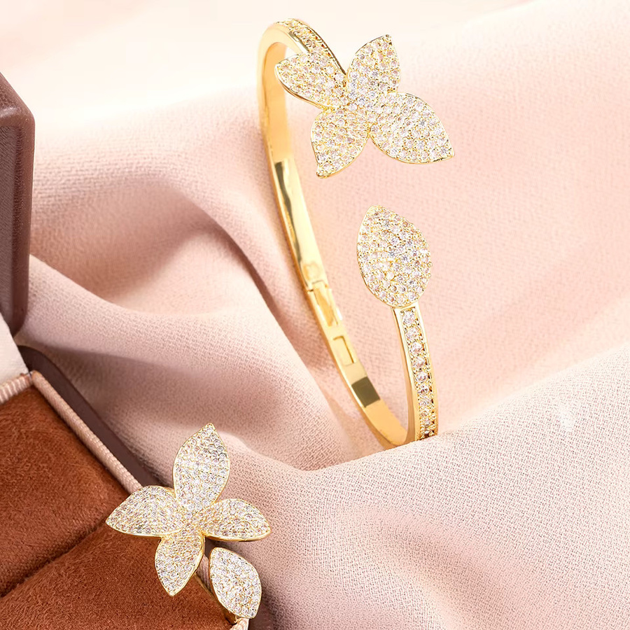 ZAKOL Armband, Blatt- und Blumen-Design, Zirkonia, Gold, Damen - Bild 3