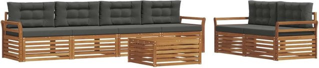 vidaXL Outdoor-Sofagarnitur 7-teilig aus Akazienholz mit Kissen in Natur und Anthrazit - Bild 1