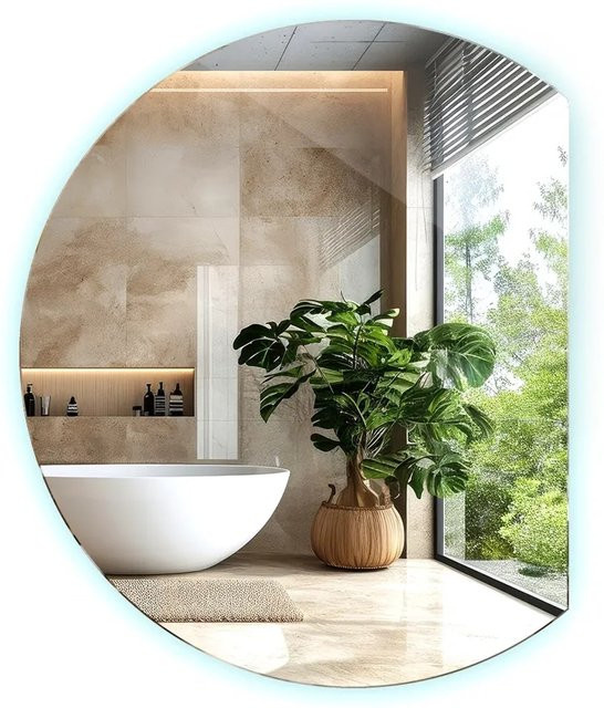 Tulup LED Rundspiegel Modern mit Kaltweiß 6500K, Durchmesser: 70 cm, Höhe: 80 cm - Bild 1