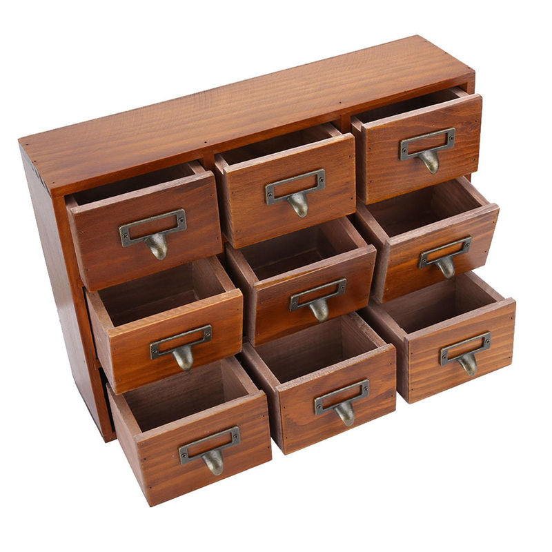 Neoglint Vintage Holz Desktop Storage Box in Braun mit mehreren Schubladen für Schmuck und Zubehör - Bild 4