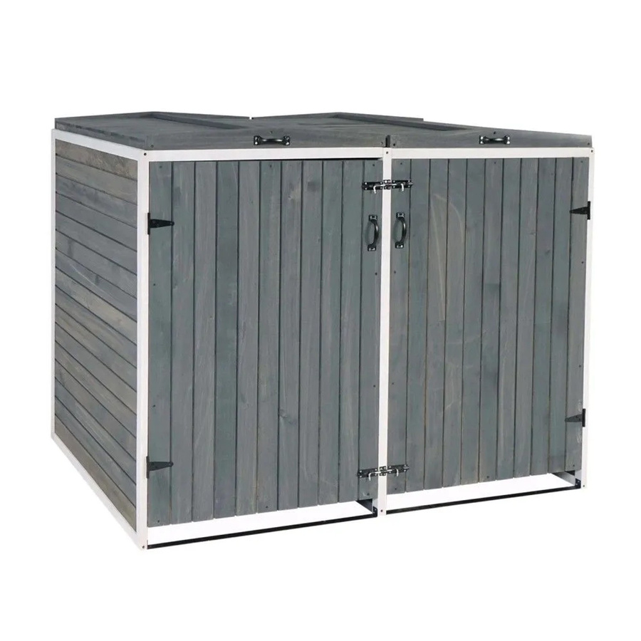 MCW Mülltonnenverkleidung aus Holz für 2 oder 4 Mülltonnen, erweiterbar, grau-weiß, B/T/H: 126 x 158 x 98 cm - Bild 2