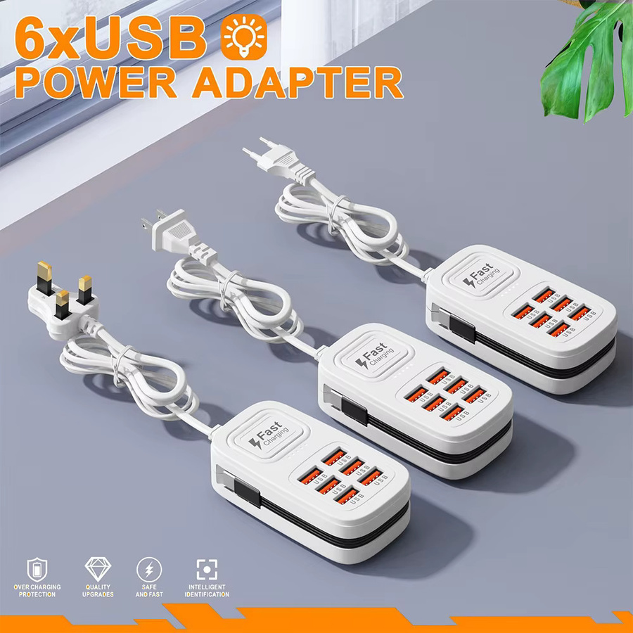 Olaf 6-Port USB Schnellladegerät Desktop-Ladestation in Weiß mit 3 USB-C und 3 USB-A Anschlüssen - Bild 3