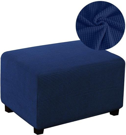 YZFZP Hockerbezug aus Jacquard-Stoff in Dunkelblau, abnehmbarer Ottoman-Bezug für Fußstützen, Größe L - Bild 1