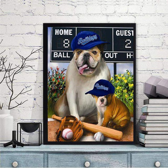 FIYO Diamant-Malerei Hund mit Baseball als Kreuzstich-Stickerei in Schwarz und Multicolour, runde Diamanten, B/H: 20 x 30 cm - Bild 1
