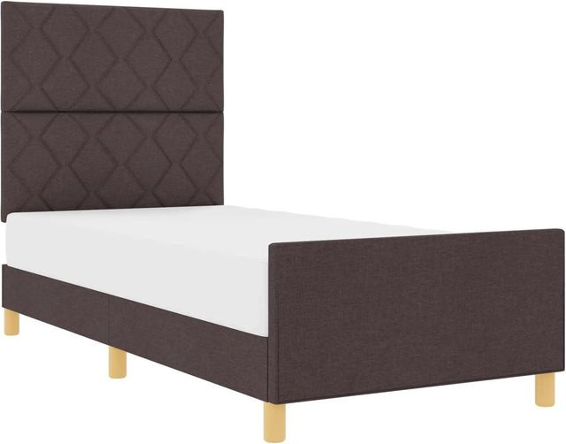 vidaXL Bettgestell mit Kopfteil in Dunkelbraun, gepolstert, B/T/H: 100 x 200 x 103 cm - Bild 1