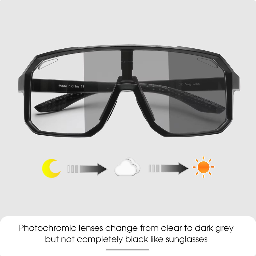 SCVCN Photochrome Outdoor-Brille, Vollrand, Kunststoff, Unisex, black - Bild 6