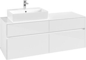 V&B Waschtischunterschrank Collaro in Weiß Hochglanz mit Waschbeckenanschluss links, B/T/H: 140 x 54,8 x 50 cm - Bild 1