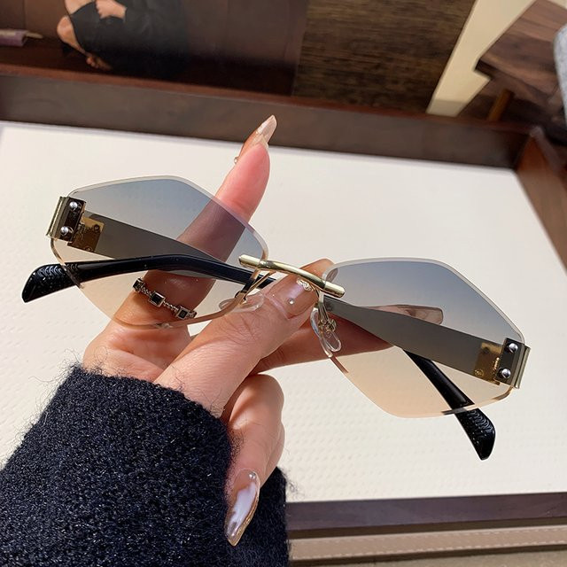 Rice Nail Rhombus Sonnenbrille, randlos, Herren, Metall, hexagonal - Bild 1