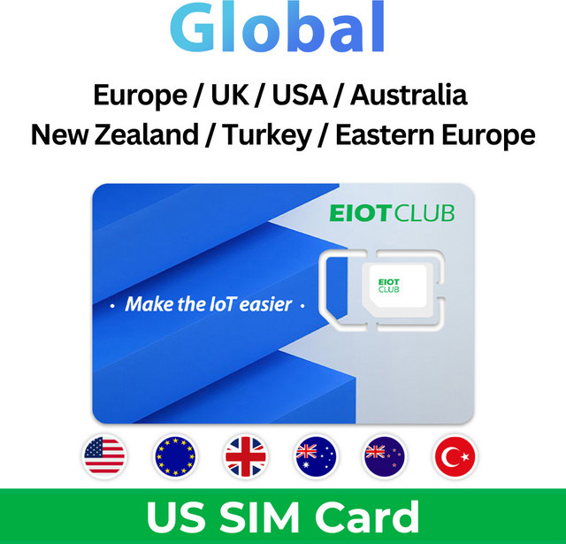 EIOTCLUB Globale SIM-Karte für Reisen in den USA, Europa, Australien, Neuseeland und der Türkei, kompatibel mit Mobiltelefonen, WLAN-Routern und Hotspots - Bild 1