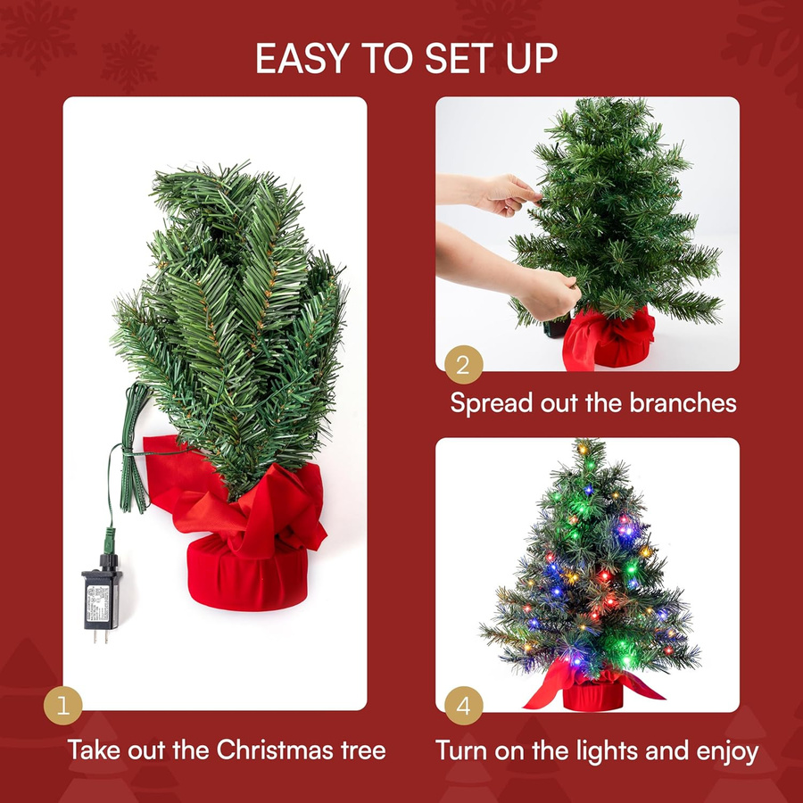 Discover Intime Mini-Weihnachtsbaum für den Tisch mit mehrfarbigen LED-Lichtern, Grün, Höhe: 60 cm - Bild 4