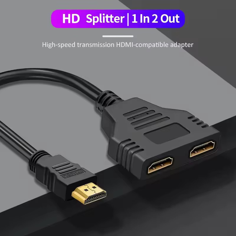 OLOEY HDMI Splitter Full HD 1080P mit 1 Eingang und 2 Ausgängen, Dual-Port-Y-Kabel-Adapter in Schwarz - Bild 3