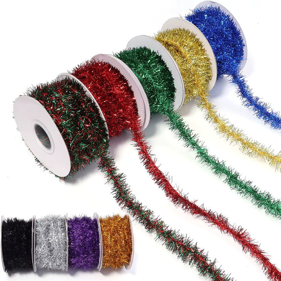 Goldenes Weihnachtsband aus Glitzer-Folie für Weihnachtsbaum-Dekoration und DIY-Verpackungen, 10 Yards Länge - Bild 3