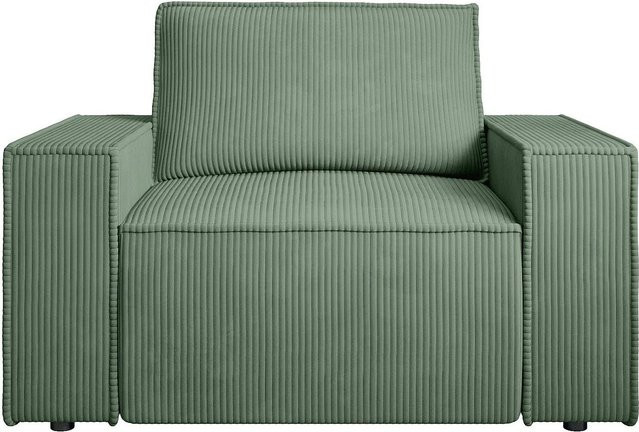Vente-unique Sessel Amelia mit gerader Rückenlehne und Armlehnen in Grün, Breite: 120 cm - Bild 1