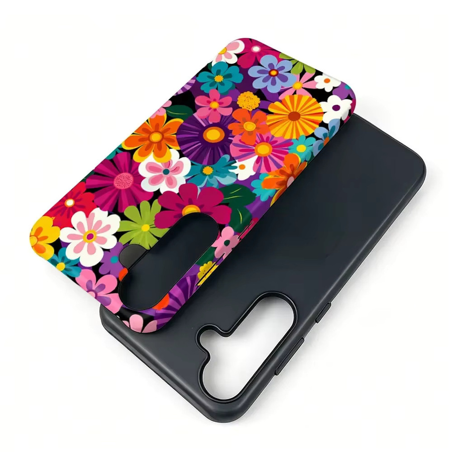 Magnetische Schutzhülle mit bunter Blumen-Optik und 2-in-1 Schutzfolie für Samsung Galaxy S26 S25 S24 S23 S22 S21 Plus Ultra FE A15 A16 Multicolor - Bild 3