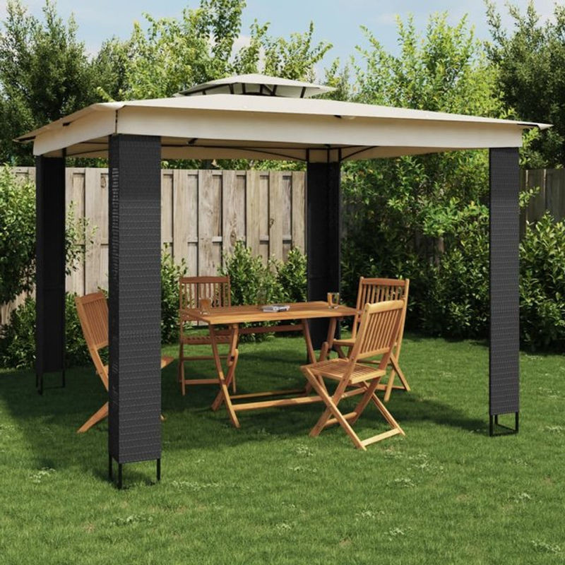 vidaXL Pavillon mit Doppeldach aus Stahl in Creme, B/T: 294 x 294 cm - Bild 1