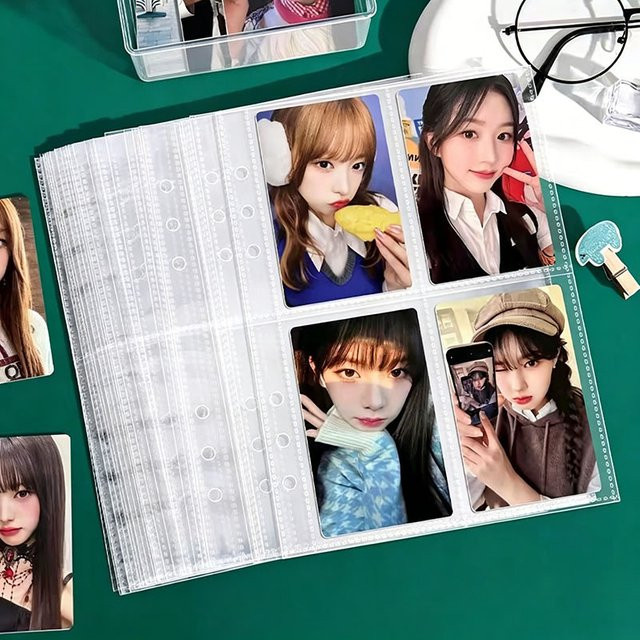 10 Blatt hochtransparente 6-Loch Taschen-Einlageblätter für A4 Sammelalben zur Aufbewahrung von Polaroid und Kpop Fotokarten in Transparent - Bild 1