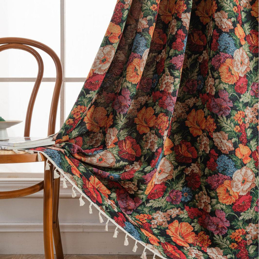 Imanqi Yun Floral Jacquard Küchen- und Erkerfenstervorhänge, halbtransparent, Multicolour - Bild 5