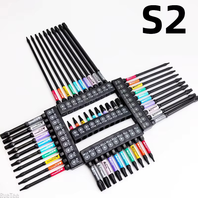 RveTee Magnetische Verlängerungs-Schraubendreher-Bits aus S2-Stahl, Schlagfeste Sternbohrer mit Gummihalterung und 1/4 Zoll Sechskant-Schaft - Bild 1