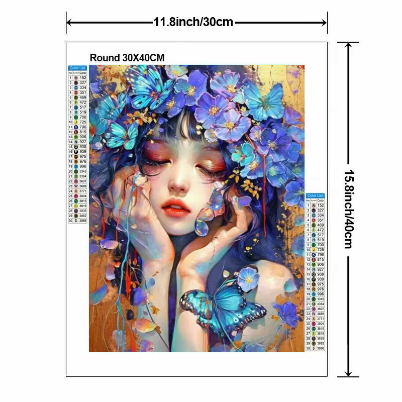 Potdemiel 5D DIY Diamantmalerei Set Cartoon-Mädchen mit Blumen als Wanddekoration, Mehrfarbig, B/H: 30 x 30 cm - Bild 1