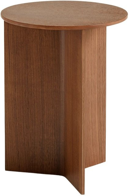 HAY Slit Beistelltisch Wood Hoch in Braun mit runder Form und geometrischem Design - Bild 1