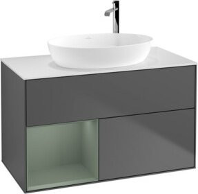 V&B Waschtischunterschrank Finion 100 Wandbeleuchtung in Anthrazit lackiert B/T/H: 100 x 50,1 x 50,1 cm - Bild 1