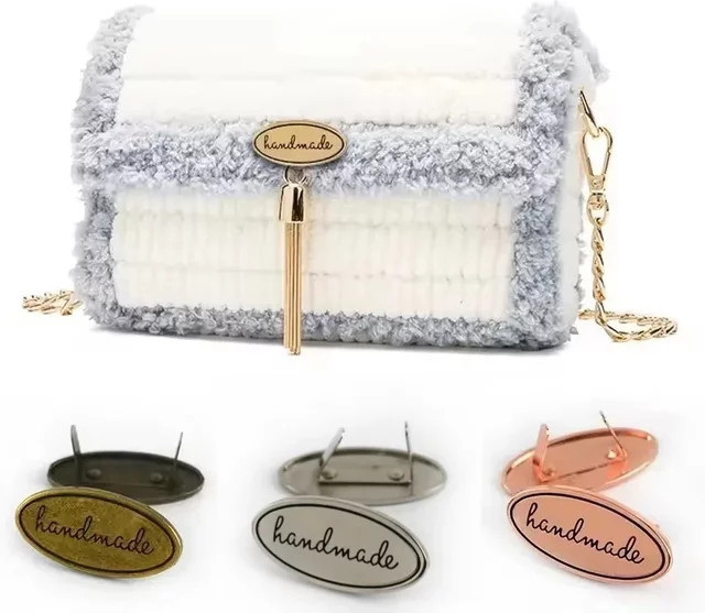 5 Stück handgefertigte Metalletiketten in Gold und Silber für Bastelarbeiten und Kleidung, Nähetiketten für Taschen und Geldbörsen - Bild 1