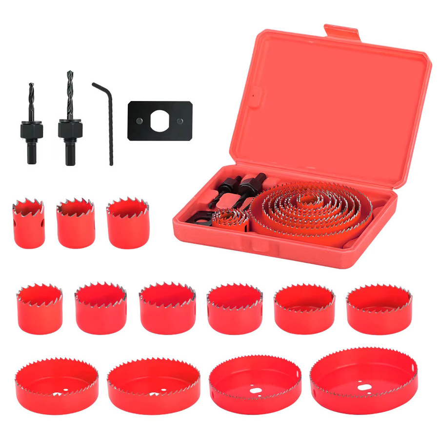 CMCP Lochsäge Set in Rot für Holz, PVC, Kunststoff und Metall mit Durchmessern von 19-64 mm, 64-127 mm oder 19-127 mm - Bild 7