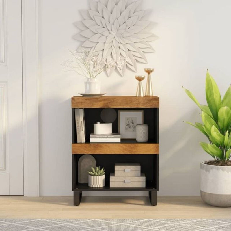 Beistellschrank aus Massivholz Mango in Braun im Industrial Design von Vidaxl B/T/H: 60 x 33 x 75 cm - Bild 1
