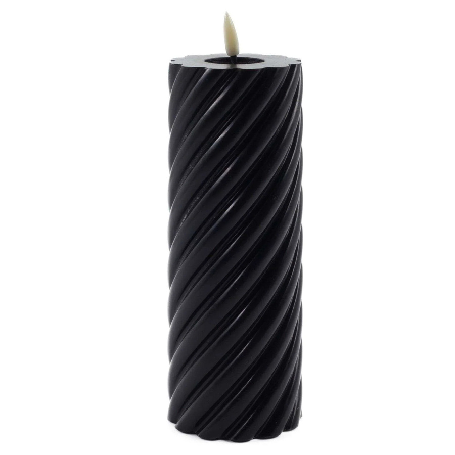Mansion Swirl LED-Kerze Schwarz mit Flackereffekt, Höhe: 20 cm, Durchmesser: 7,5 cm - Bild 1