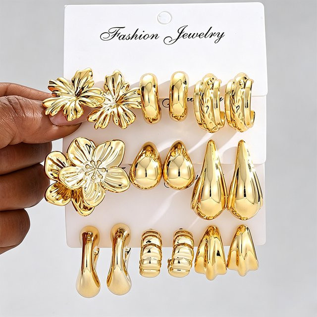 AY Ohrringe Set, Gold, Damen, Ohrstecker und Creolen - Bild 1
