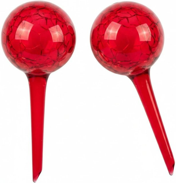 Relaxdays Bewässerungskugel aus Glas in Rot für Topfpflanzen und Balkonkästen, 2er Set, Höhe: 30 cm, Durchmesser: 9 cm - Bild 1