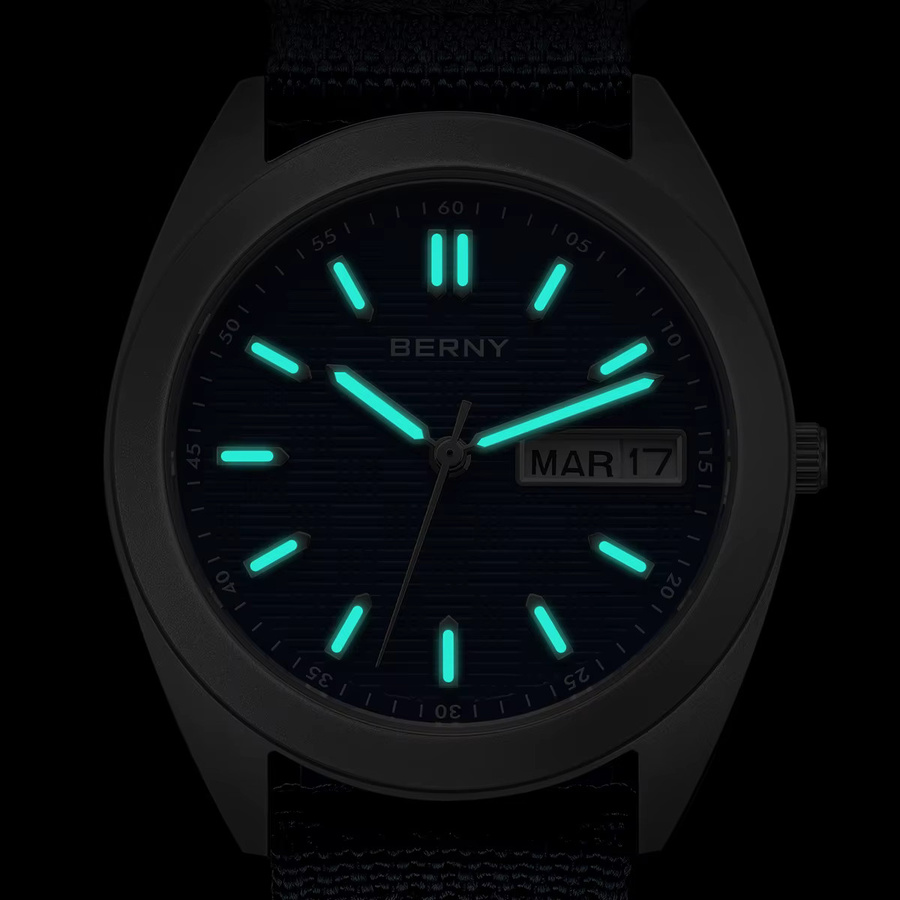 BERNY Armbanduhr Titan, Quarz, 38 mm, Blau, Herren - Bild 5
