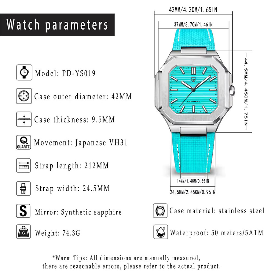 PAGANI DESIGN Armbanduhr, Quarz, Edelstahl, Saphirglas, Blau, Herren - Bild 2