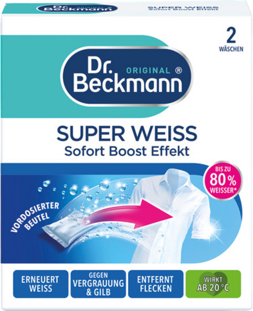 Dr. Beckmann Super Weiss Sofort Boost Effekt, 2 Beutel, 80g - Bild 1