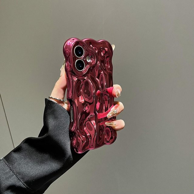 Stoßfeste iPhone Handyhülle mit 3D Wellen-Design und glänzendem Galvanisierungs-Effekt für Apple iPhone 15 Pro Max, 14, 13, 12, 11 in Lila/Mehrfarbig - Bild 1