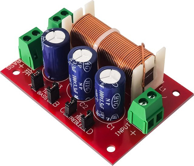 ALLOYSEED YLY-2088 2-Wege-Crossover-Modul für Breitband-Hochtöner und Tieftöner in Rot, HiFi-Lautsprecher-Upgrade-Board, lötfrei - Bild 1