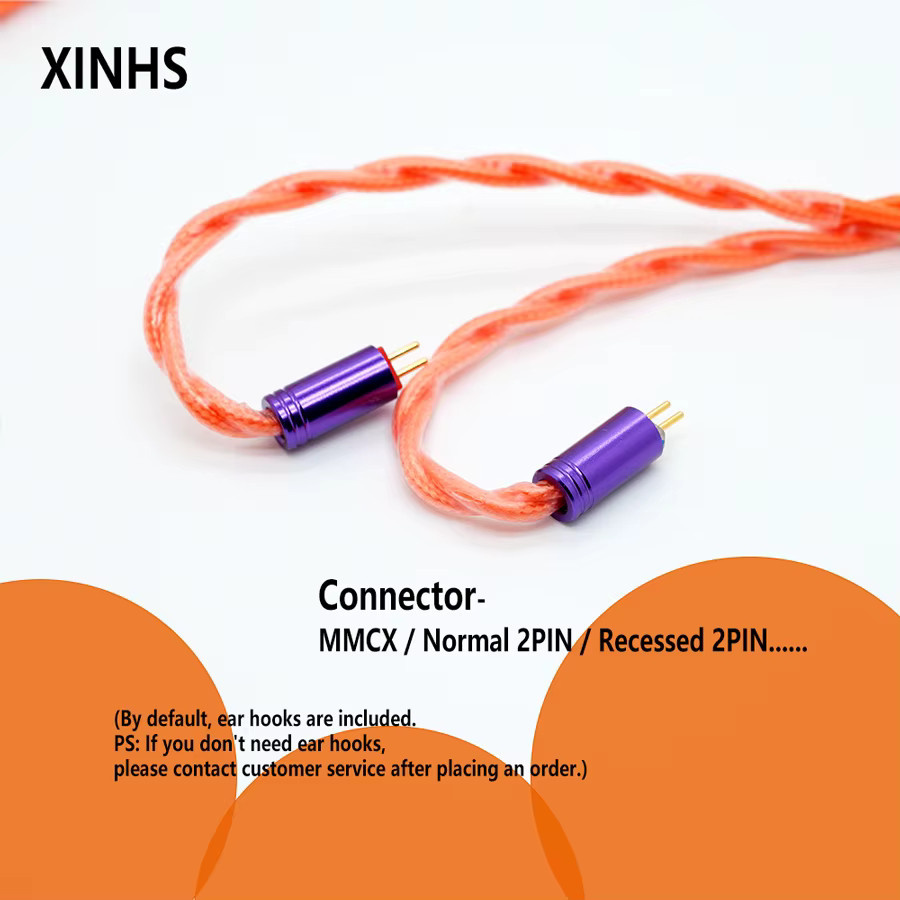 XINHS M05 Orange Soda HiFi-Kopfhörer-Upgrade-Kabel, 4-adrig, versilbertes Kupfer, doppelt geschirmt, 0,78 mm, 2PIN/MMCX, Orange - Bild 2