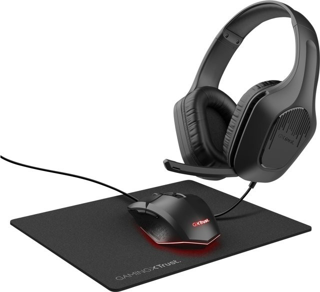 Trust GXT 790 Tridox 3-in-1 Gaming-Bundle mit Maus, Headset und Mauspad in Schwarz mit Mehrfarbiger Beleuchtung - Bild 1