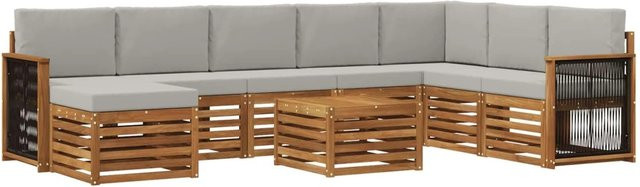 vidaXL Sofagarnitur aus Massivholz Akazie im modernen Latten-Design mit Armlehnen - Bild 1