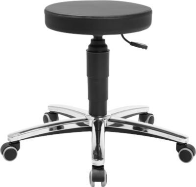 Laborhocker Topstar Tec 70 in Schwarz mit Hartbodenrollen und gepolsterter Sitzfläche, Durchmesser: 35 cm, Höhe: 39 bis 52 cm - Bild 1