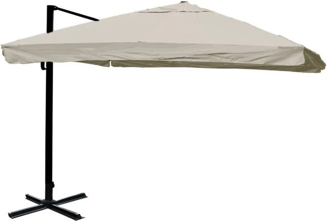 Gastronomie-Ampelschirm MCW A96 aus Aluminium und Polyester in Creme-Grau, B/T: 3,5 x 3,5 m - Bild 2
