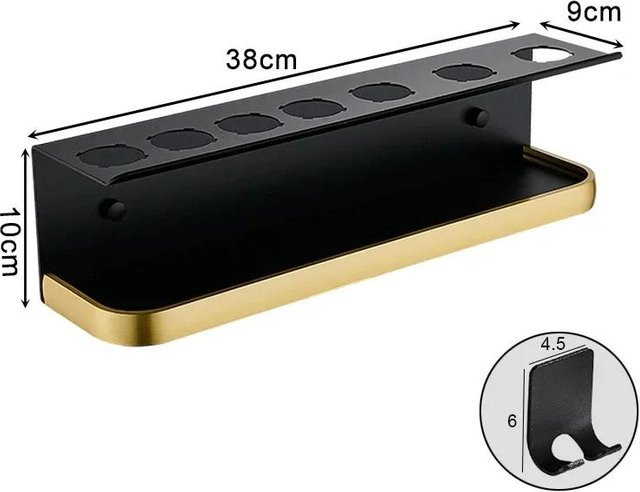 Wandmontierter Dyson Haartrocknerhalter und Aufbewahrungsregal in Schwarz für Airwrap und Lockenstab - Bild 1