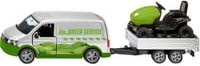 Siku Modellfahrzeug Set VW T6 mit Rasentraktor aus Metall und Gummi