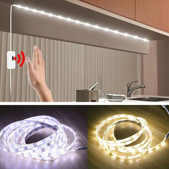 Smart USB LED-Streifen mit 60 SMD-LEDs und Gestensensor für TV-Hintergrundbeleuchtung, dimmbar, Warmweiß, DC 5V - Bild 1