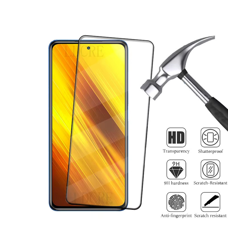 4er-Pack Xiaomi Poco X3 Pro Schutzglas mit Vollabdeckung und Kleber, gehärtetes Glas 9H HD, transparent - Bild 1