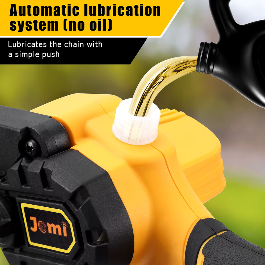 Jemi Tool 6-Zoll-Kettensäge mit automatischem Schmiersystem in Gelb für Holzschnitt, Baumtrimmen und Gartenarbeit - Bild 5