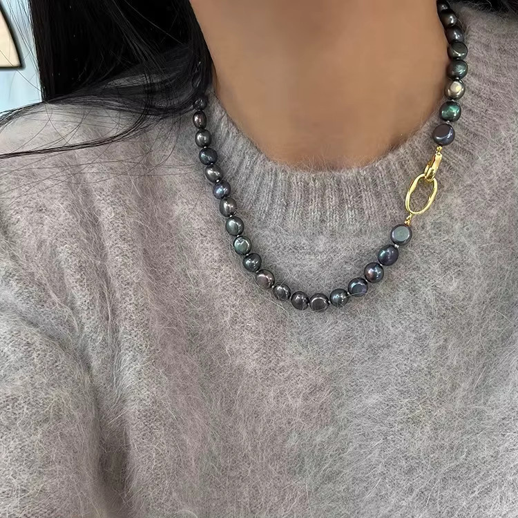 V-best Halskette, schwarze Süßwasser Perle, 14K Gold gefüllt, Damen - Bild 2