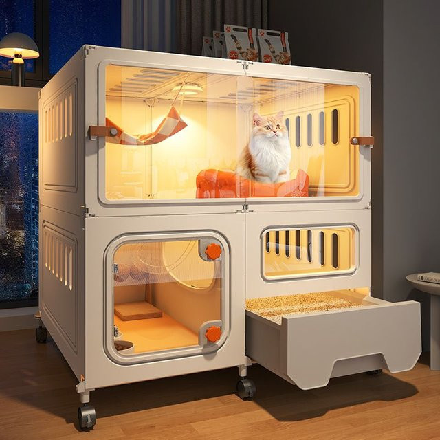 Katzenvilla Riemenscheiben-Design Katzenkäfig für den Außenbereich mit großzügigem Platz und stabilen Katzenhausregalen - Bild 1