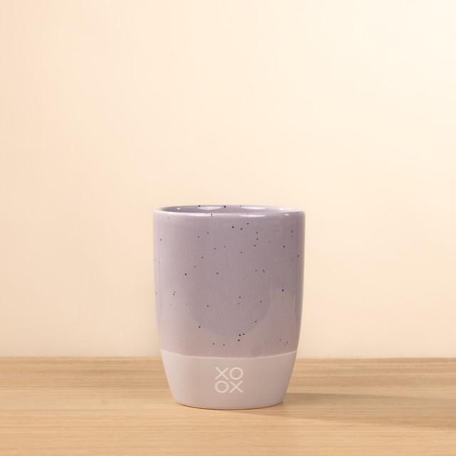 BLUME2000 Becher XOXO aus Keramik in Taupe mit Punktmuster, 5er Set - Bild 1